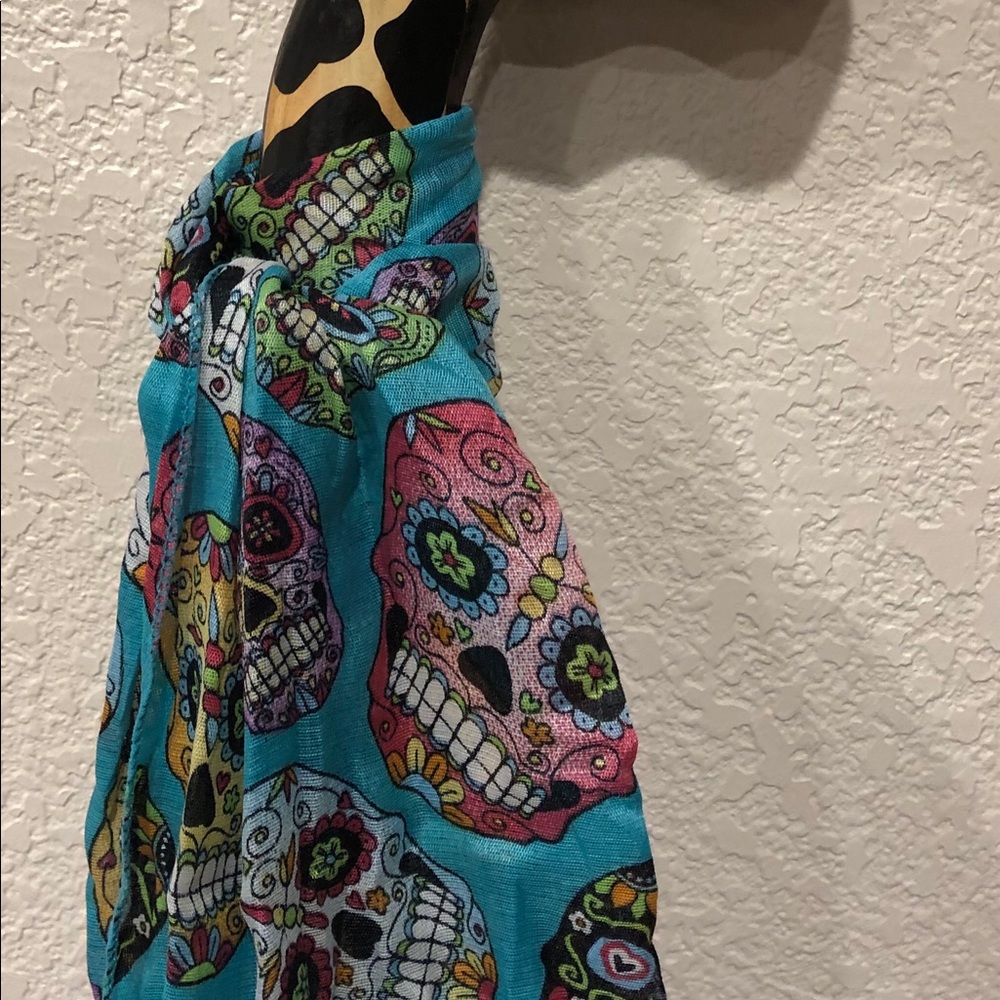 Sugar Skull Scarf, NWT, Blue & Multi